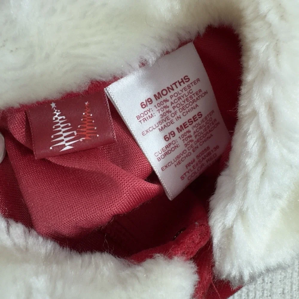 Santa Claus Suit Infant Size 6-9 Months Footed‎ Sleeper Holiday Outfit